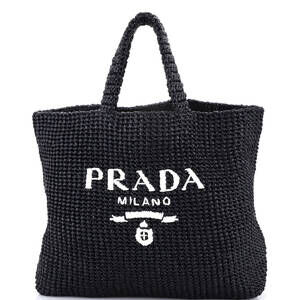 Prada Logo Tote Raffia Large #226633P22B